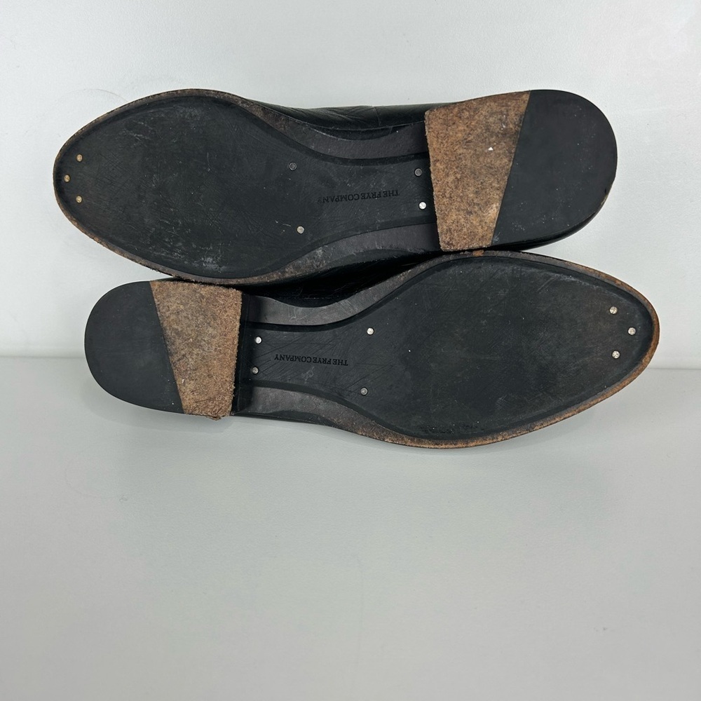FRYE “TRACY SMOKING” BLACK LEATHER LOAFERS SIZE 7 - Picture 5 of 9